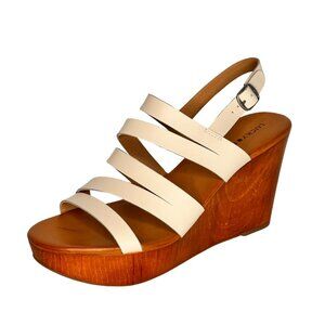 Lucky Brand White Wedge Sandals